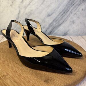 Talbots Sling Back Black Patent Leather Kitten Heels